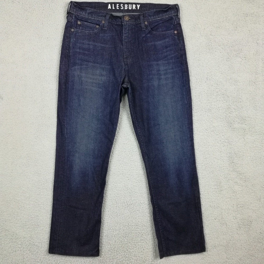 Alesbury Womens Jeans Straight Leg Blue Denim Dark Wash High Rise 32